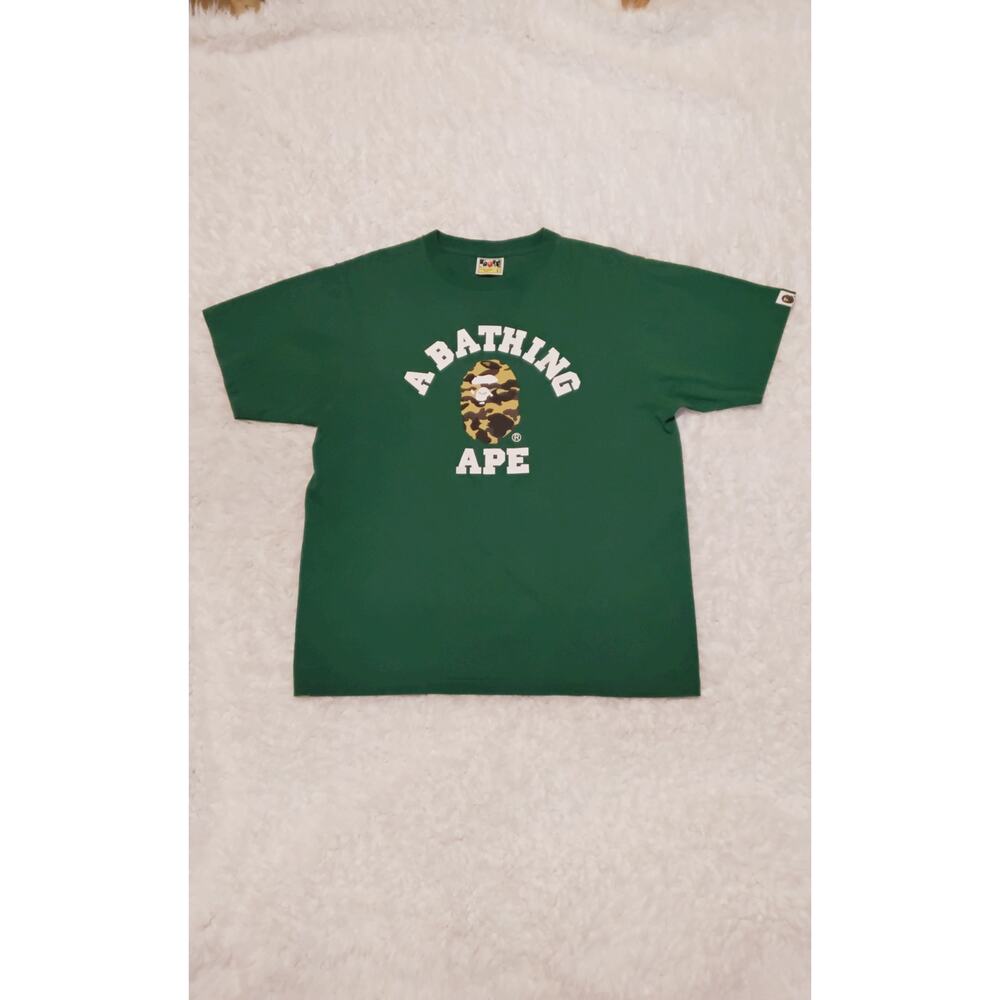 BAPE 1st Camo College Logo Tee Green Size Large